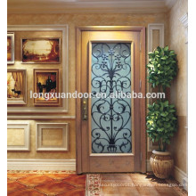 wrought iron glass door panels,clear varnish wood door,solid wooden door